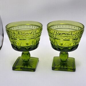Vintage Colony Glass Park Lane Green Stemware Set